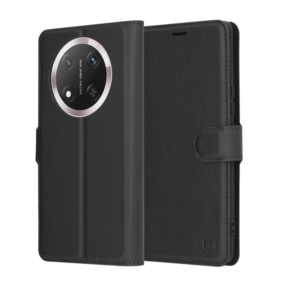 Puzdro na Honor X9c / Magic7 Lite, Techsuit, kožené folio, čierne