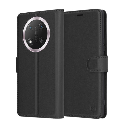 Puzdro na Honor X9c / Magic7 Lite, Techsuit, kožené folio, čierne