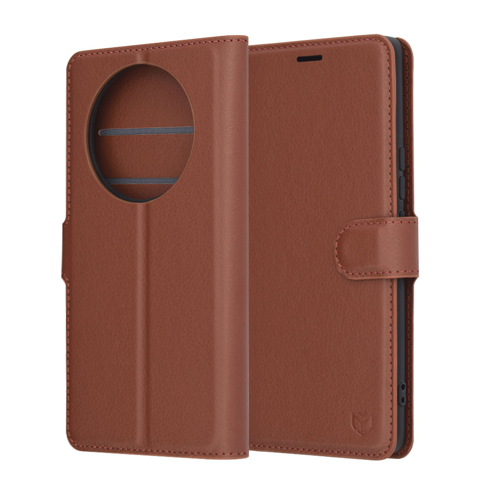 Puzdro na Honor X9c / Magic7 Lite, Techsuit, kožené folio, hnedé