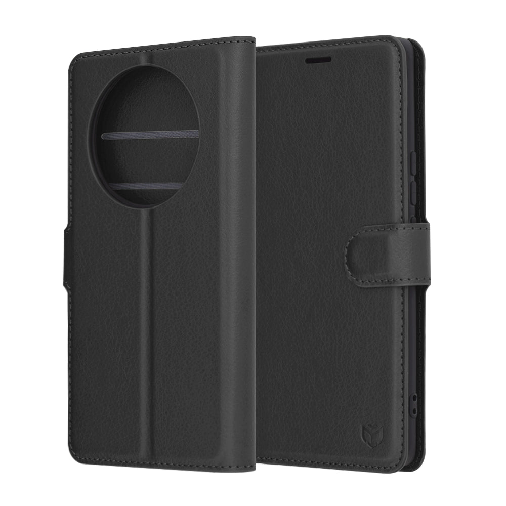 Puzdro na Honor X9c / Magic7 Lite, Techsuit, kožené folio, čierne