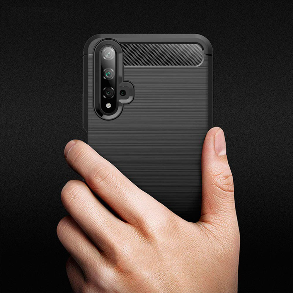 Puzdro pre Huawei nova 5T / Honor 20, Techsuit, Karbón, Čierna