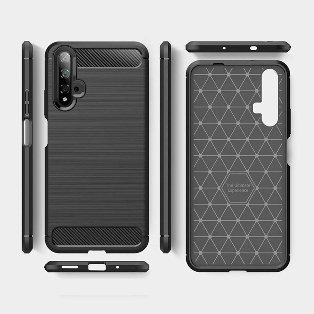 Puzdro pre Huawei nova 5T / Honor 20, Techsuit, Karbón, Čierna