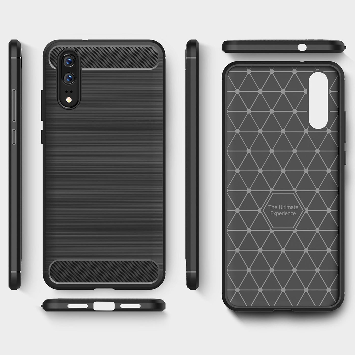 Puzdro pre Huawei P20, Techsuit, Carbon, Čierne