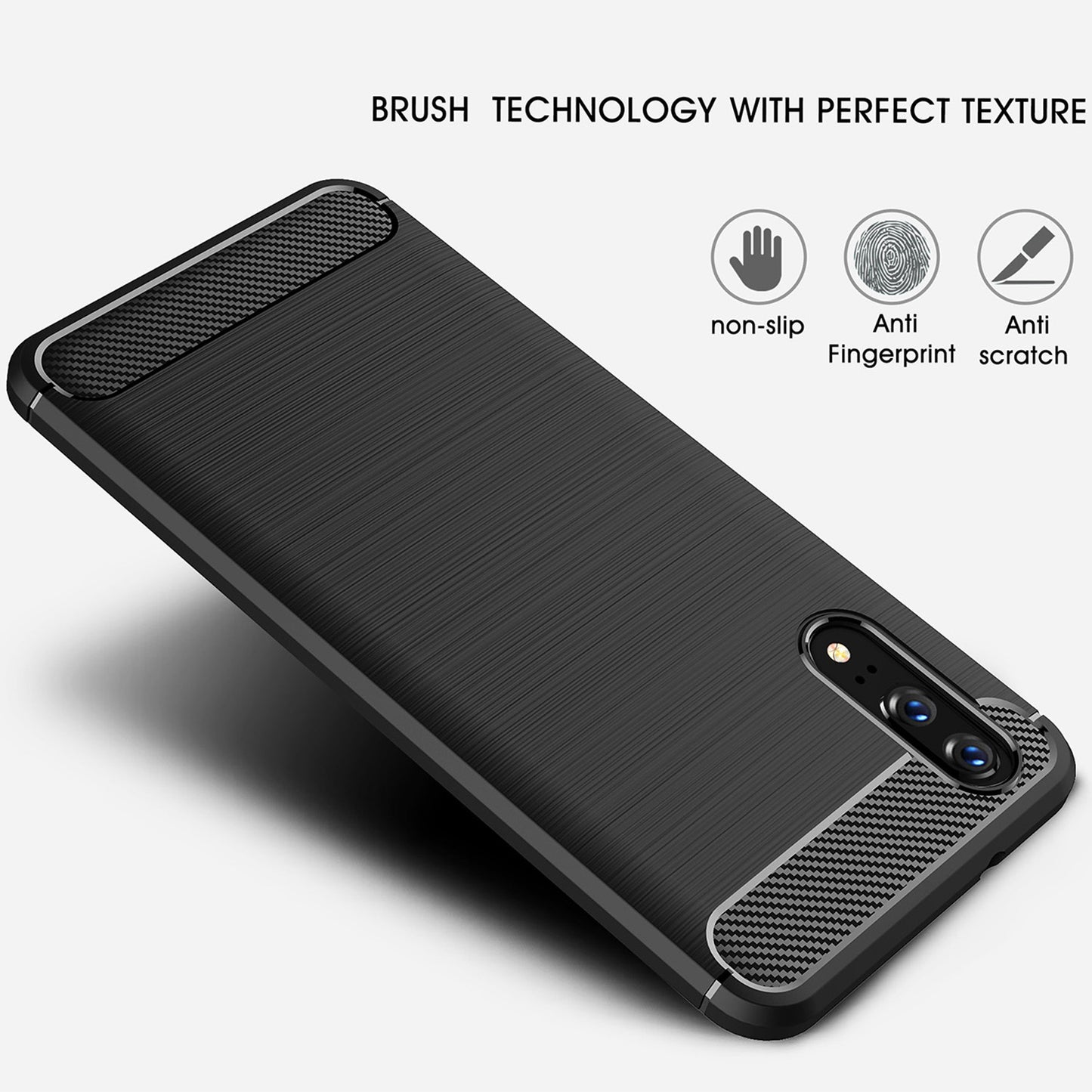 Puzdro pre Huawei P20, Techsuit, Carbon, Čierne