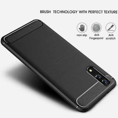Puzdro pre Huawei P20, Techsuit, Carbon, Čierne