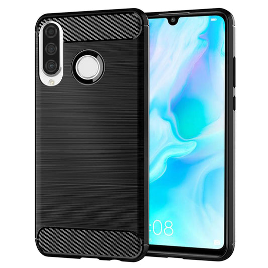 Obal na Huawei P30 lite New Edition / P30 lite, Techsuit, Karbón, Čierny