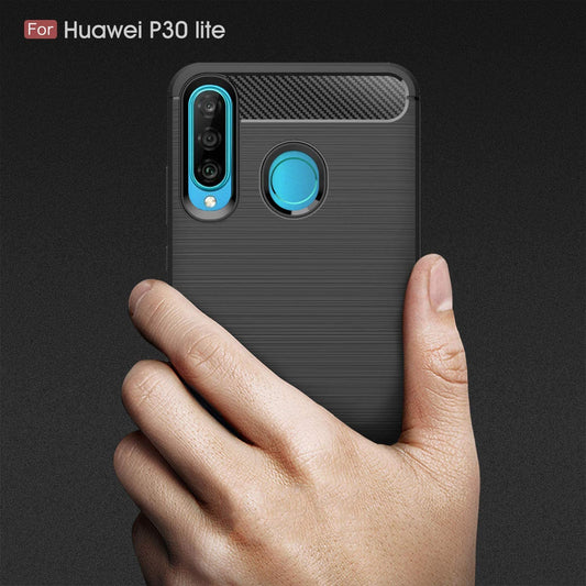 Obal na Huawei P30 lite New Edition / P30 lite, Techsuit, Karbón, Čierny