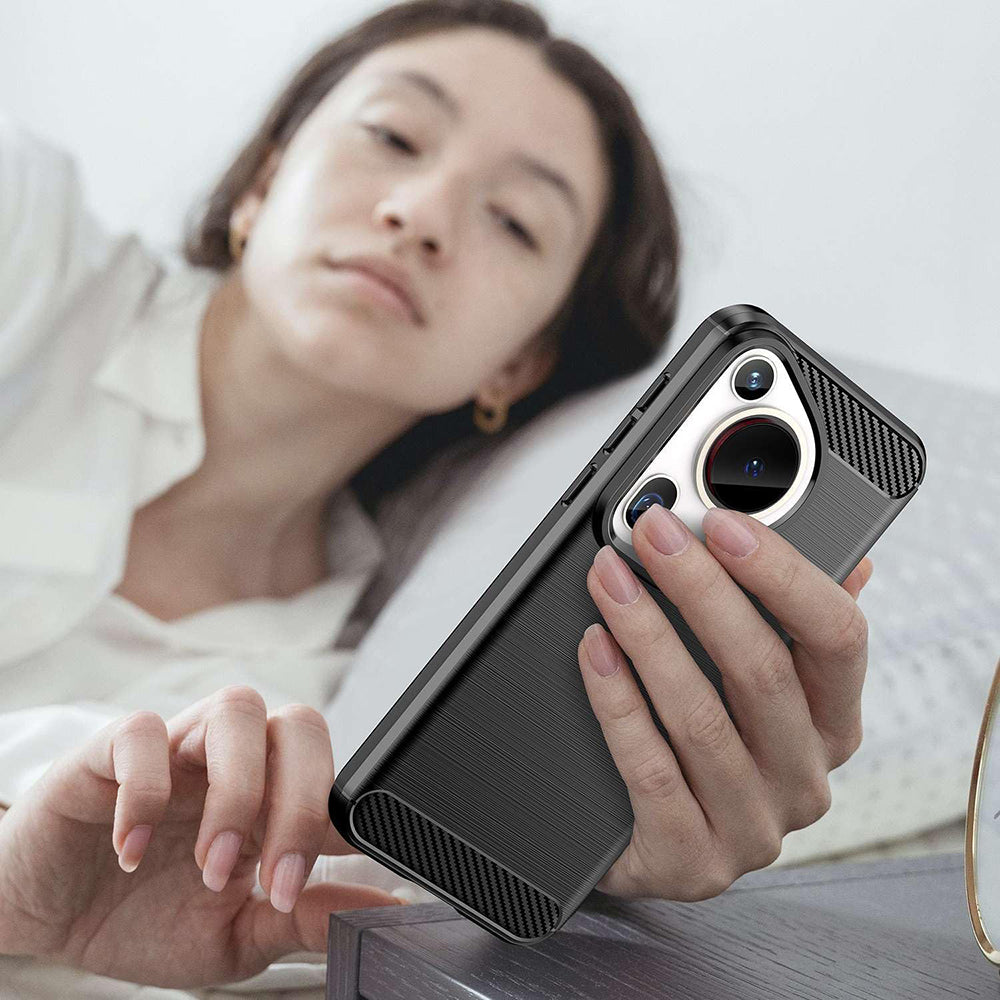 Puzdro pre Huawei Pura 70 Ultra, Techsuit, Karbón, Čierne