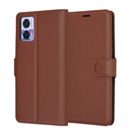 Puzdro pre Motorola Edge 30 Neo, Techsuit, kožené folio, hnedé