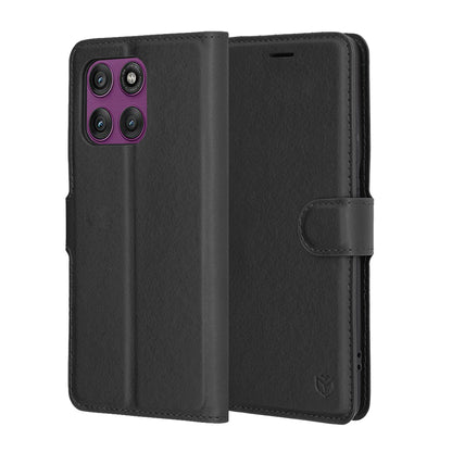 Puzdro pre Motorola Edge 60 Pro, Techsuit, kožené folio, čierne