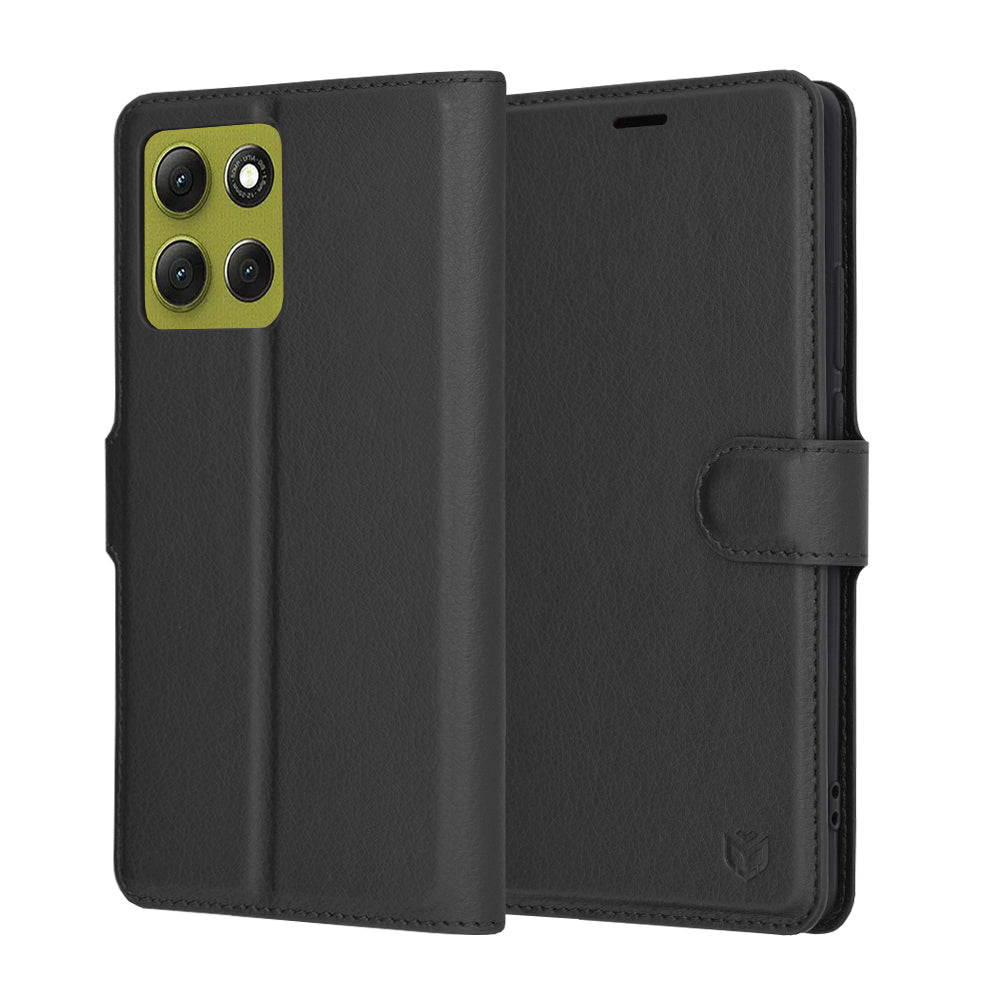 Obal na Motorola Moto G86, Techsuit, kožené folio, čierny