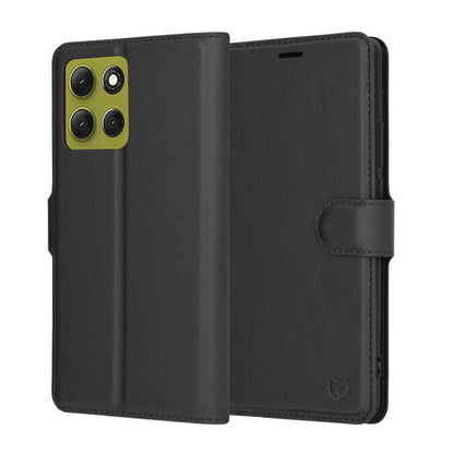 Obal na Motorola Moto G86, Techsuit, kožené folio, čierny