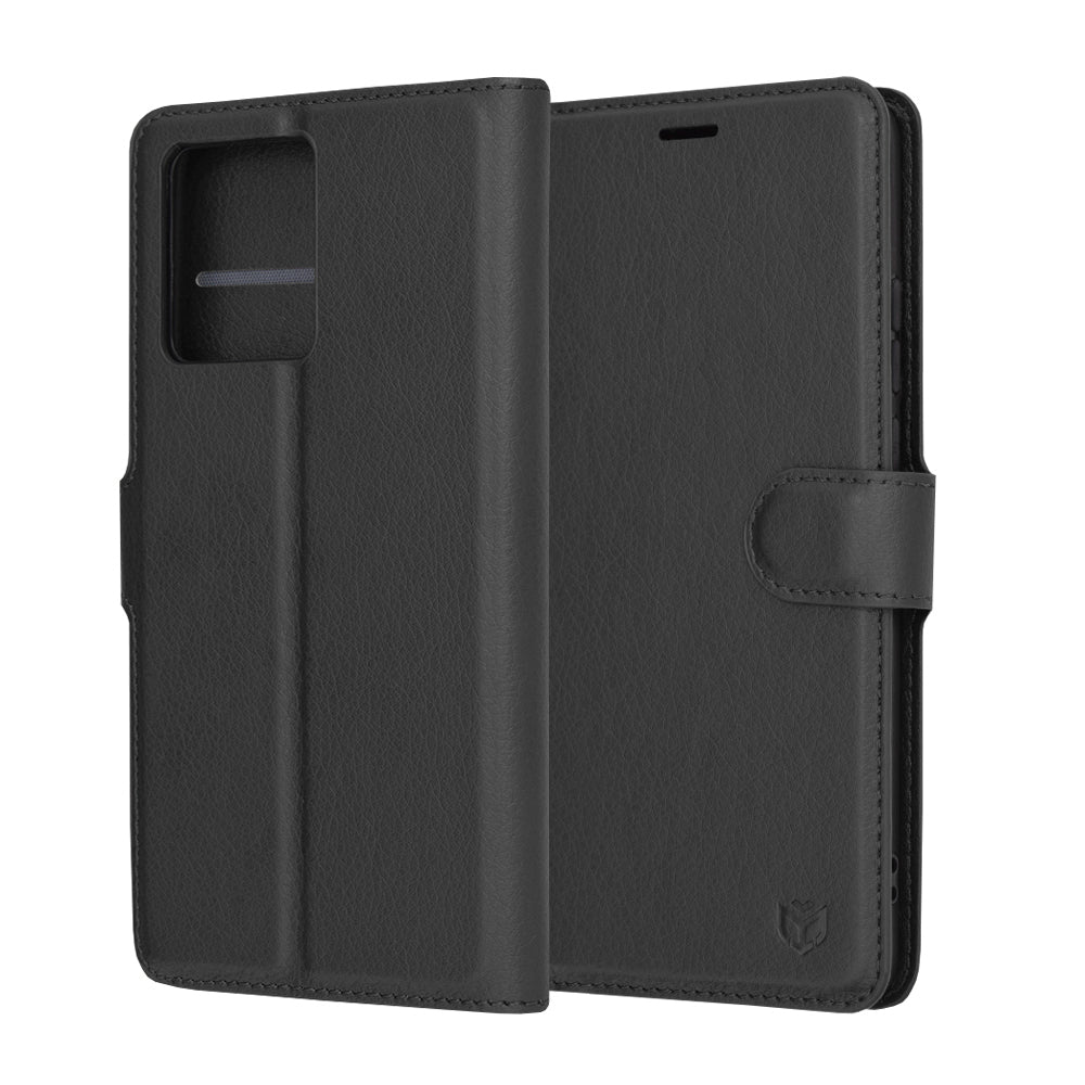 Obal na Motorola Moto G86, Techsuit, kožené folio, čierny