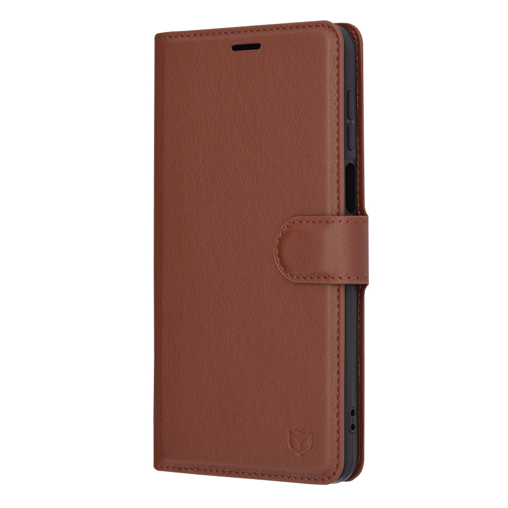 Puzdro pre Motorola Moto G14, Techsuit, kožené folio, hnedé