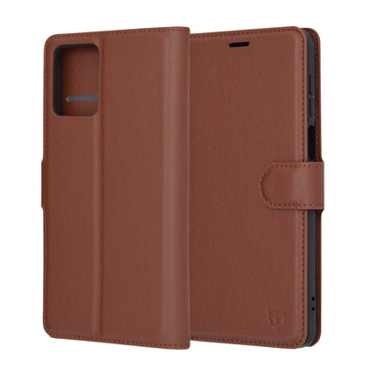 Puzdro pre Motorola Moto G14, Techsuit, kožené folio, hnedé
