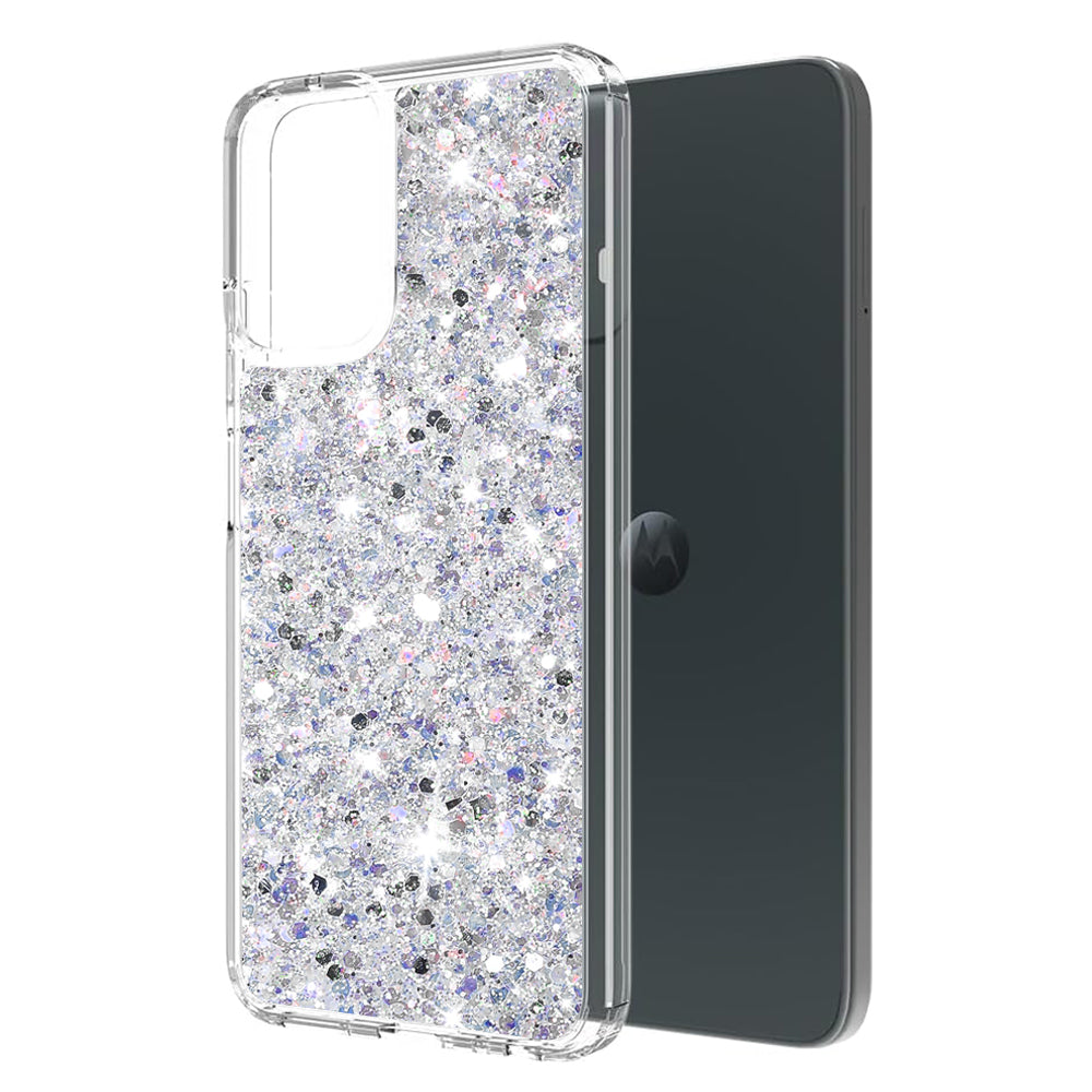 Puzdro pre Motorola Moto G14, Techsuit, Trblietavý Glitter, Biele