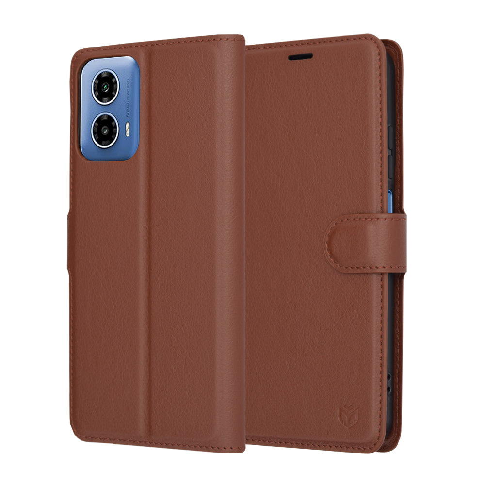 Puzdro pre Motorola Moto G45 / G34, Techsuit, Leather Folio, Hnedé