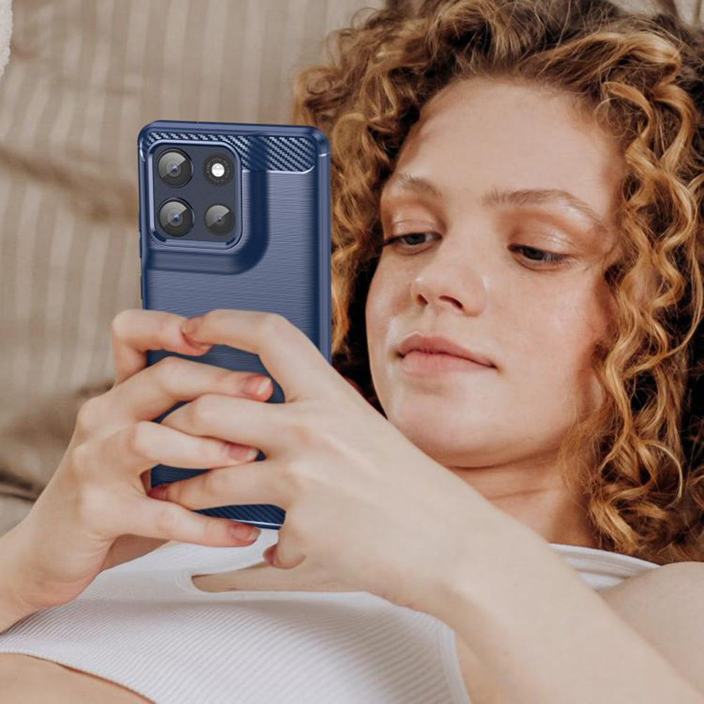 Puzdro pre Motorola Moto G86, Techsuit, Karbón, Modrá