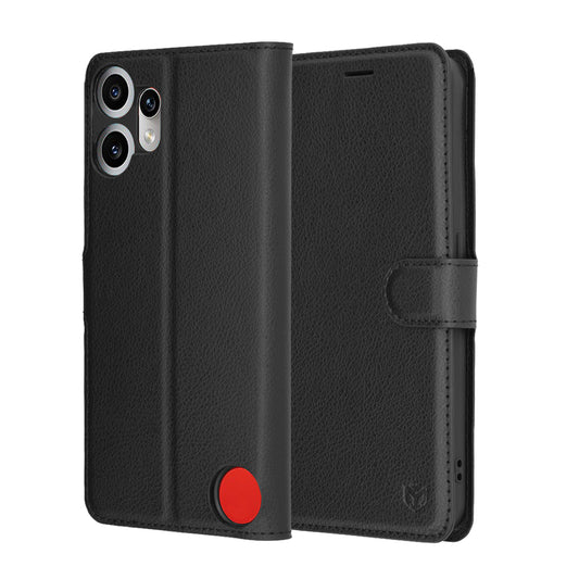 Obal na Nothing CMF Phone 2 Pro, Techsuit, kožené puzdro, čierne
