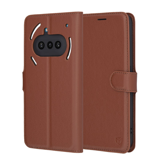 Obal na Nothing Phone (3a), Techsuit, kožené folio, hnedý