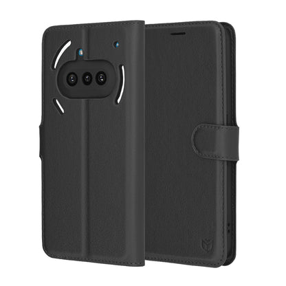 Obal na Nothing Phone (3a), Techsuit, kožený folio, čierny