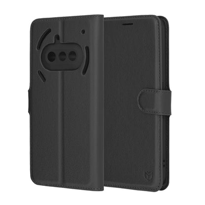 Obal na Nothing Phone (3a), Techsuit, kožený folio, čierny