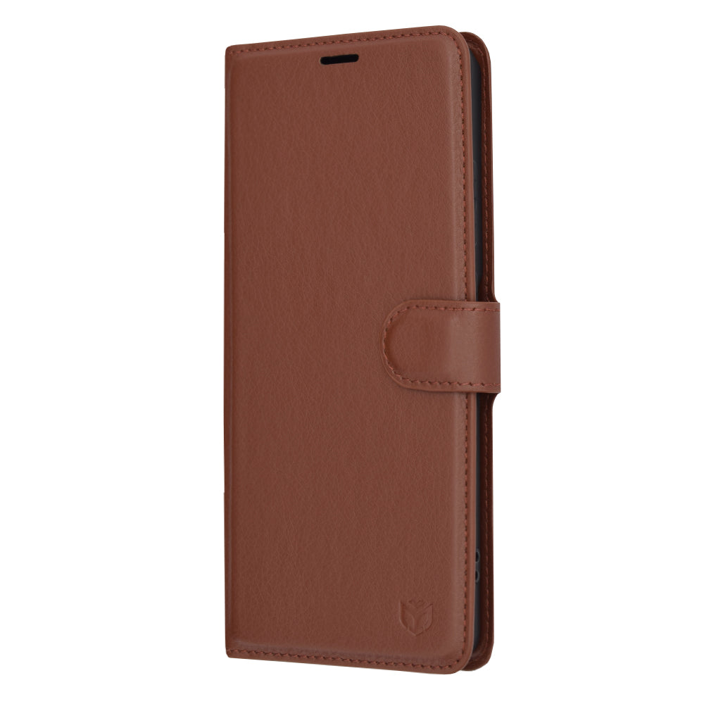 Puzdro na OnePlus 12R, Techsuit, kožené folio, hnedé