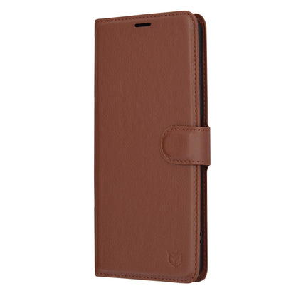 Puzdro na OnePlus 12R, Techsuit, kožené folio, hnedé