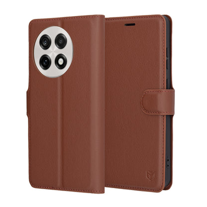 Puzdro na OnePlus 13R, Techsuit, kožené folio, hnedé