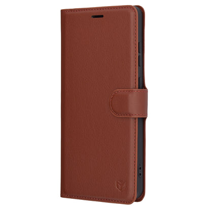 Puzdro na OnePlus 13R, Techsuit, kožené folio, hnedé