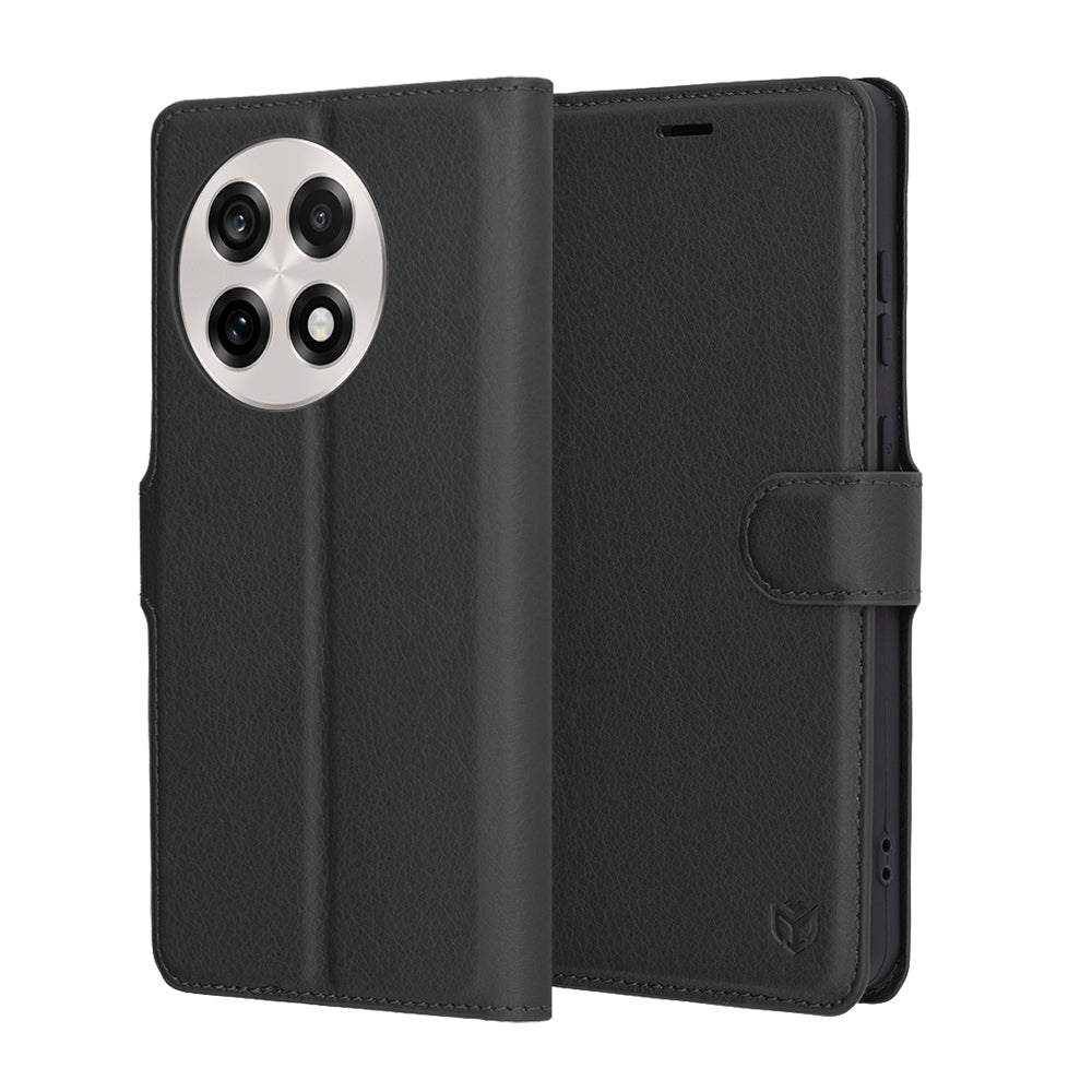 Puzdro na OnePlus 13R, Techsuit, kožené folio, čierne