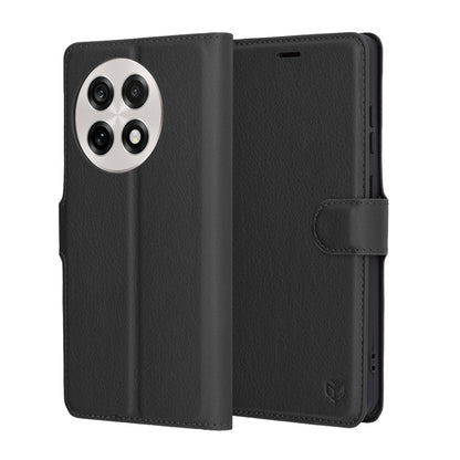 Puzdro na OnePlus 13R, Techsuit, kožené folio, čierne