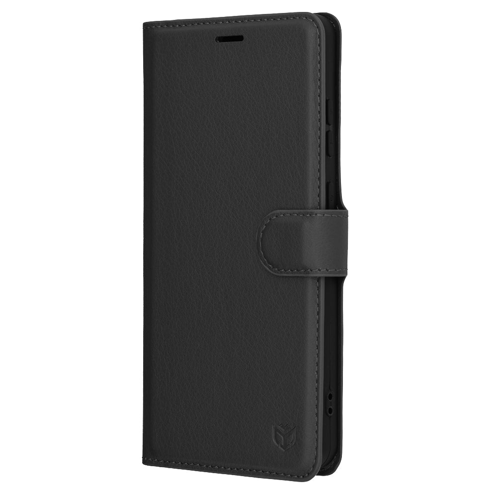 Puzdro na OnePlus 13R, Techsuit, kožené folio, čierne