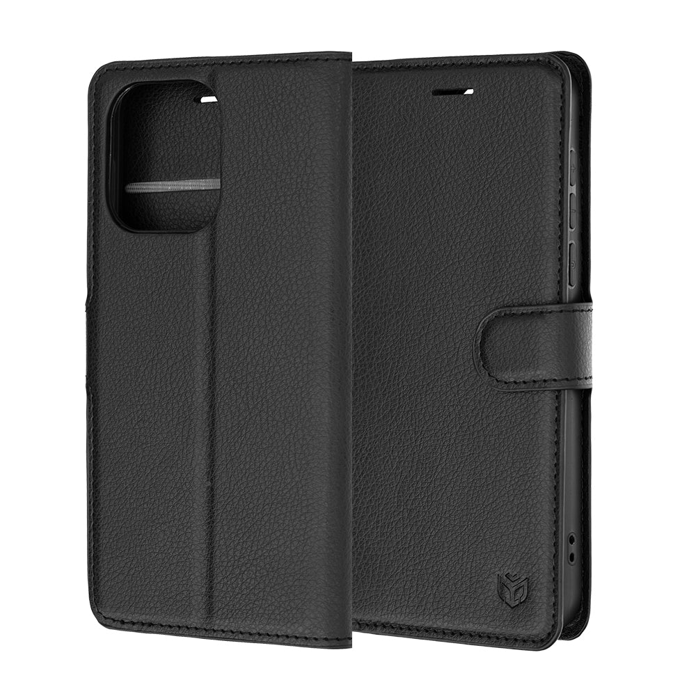 Puzdro na OnePlus Nord 6, Techsuit, kožené folio, čierne