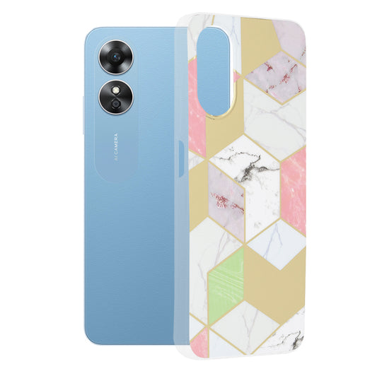 Puzdro na Oppo A17, Techsuit, Marble, fialové