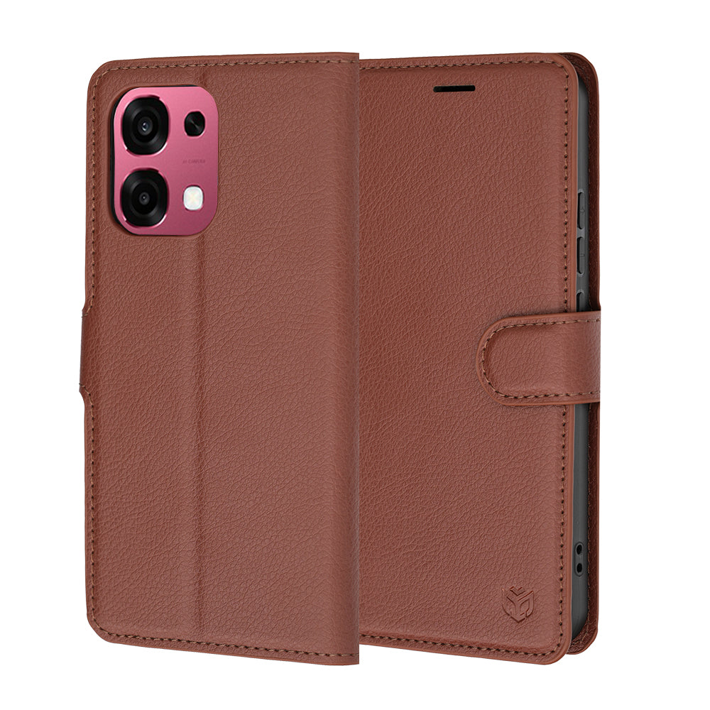 Puzdro na Oppo A6 Pro 5G / A6 Pro 4G, Techsuit, kožené folio, hnedé