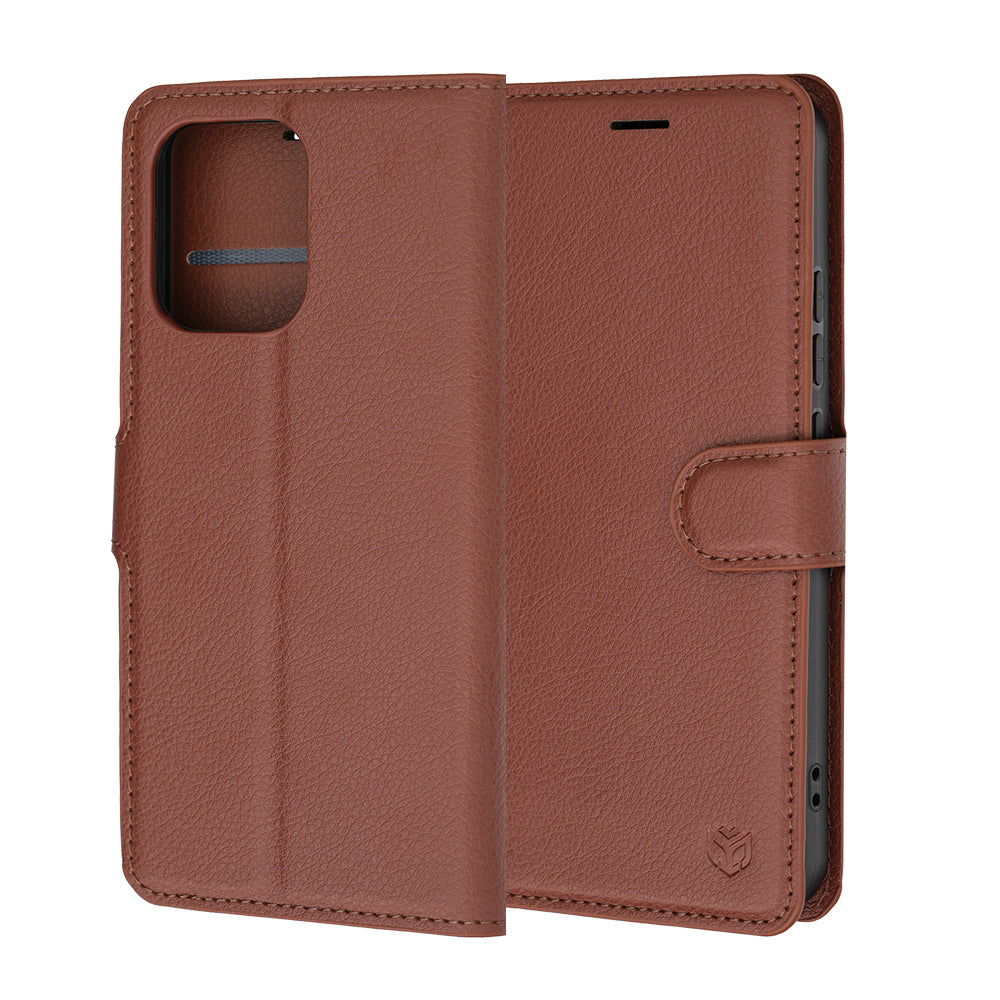 Puzdro na Oppo A6 Pro 5G / A6 Pro 4G, Techsuit, kožené folio, hnedé