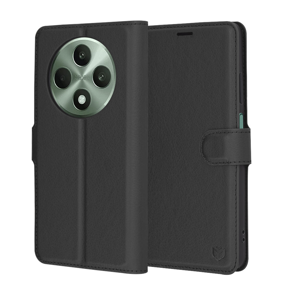 Puzdro pre Oppo Reno12 FS 5G / Reno12 FS 4G / Reno12 F 4G / Reno12 F, Techsuit, kožené folio, čierne