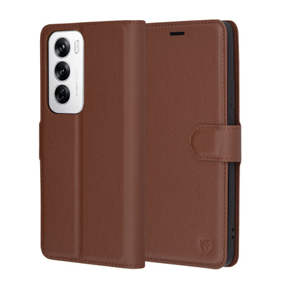 Puzdro na Oppo Reno12, Techsuit, kožené folio, hnedé