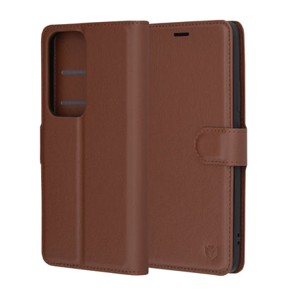 Puzdro na Oppo Reno12, Techsuit, kožené folio, hnedé