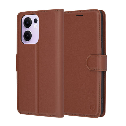 Puzdro na Oppo Reno13 FS 5G / Reno13 F 4G / Reno13 F, Techsuit, kožené folio, hnedé