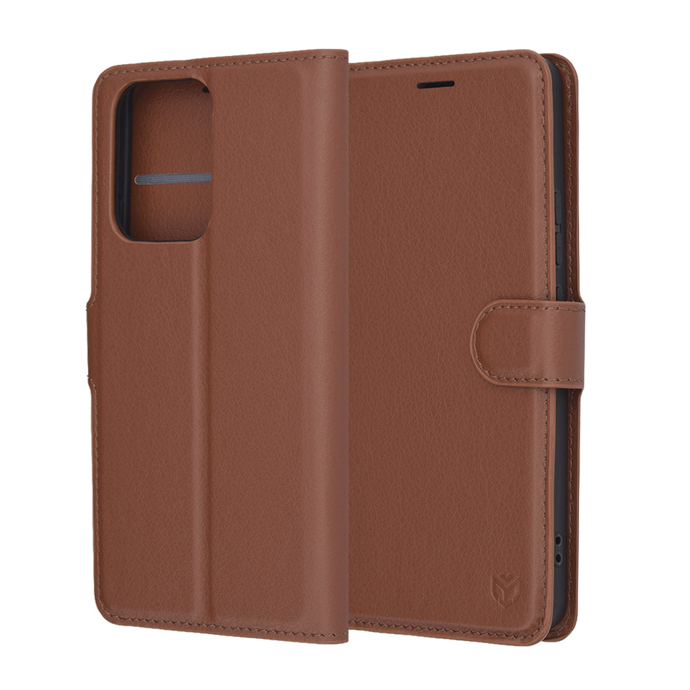 Puzdro na Oppo Reno13 FS 5G / Reno13 F 4G / Reno13 F, Techsuit, kožené folio, hnedé