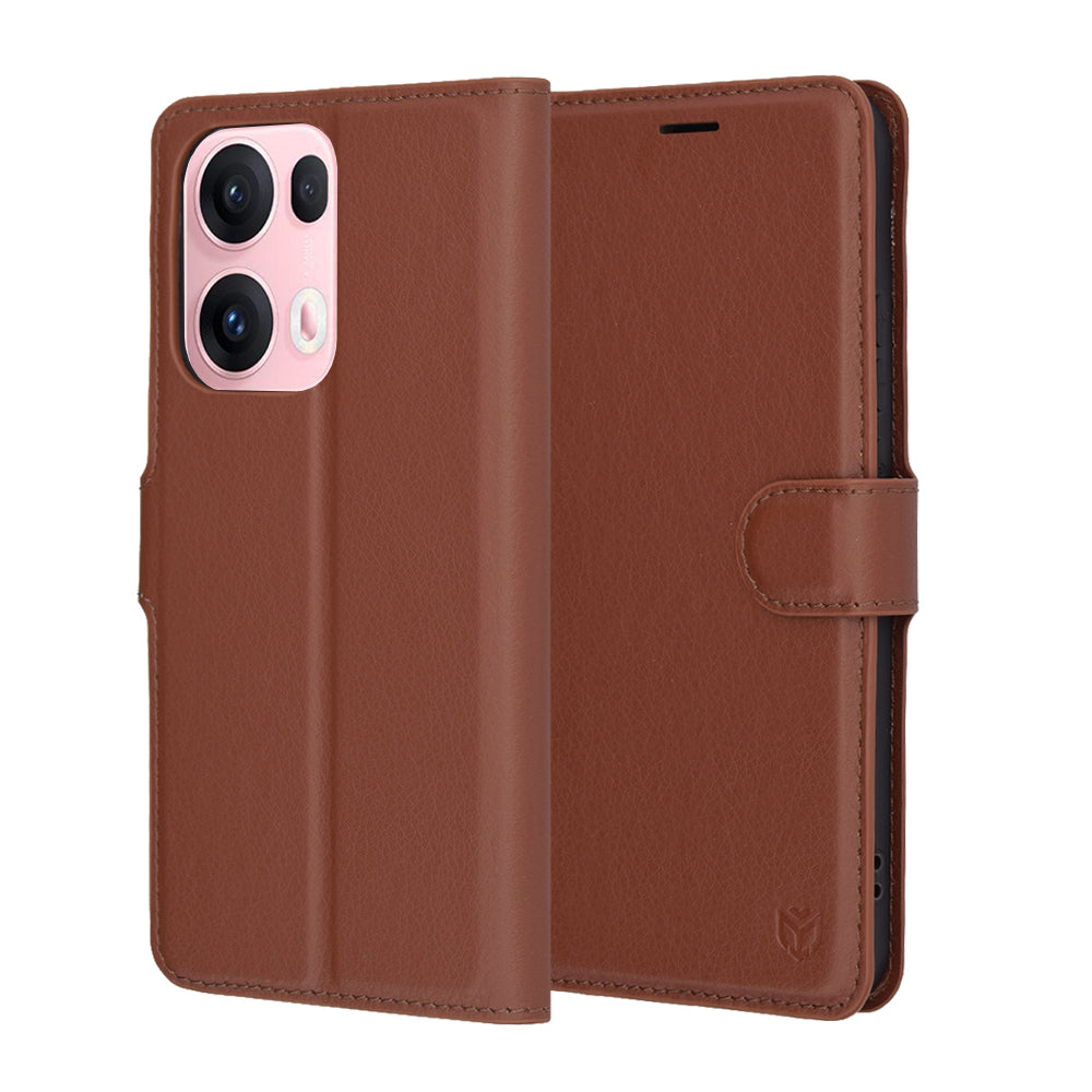Puzdro na Oppo Reno13 Pro, Techsuit, kožené folio, hnedé