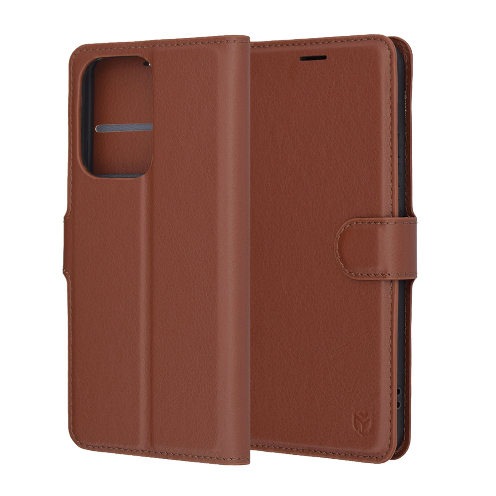 Puzdro na Oppo Reno13 Pro, Techsuit, kožené folio, hnedé