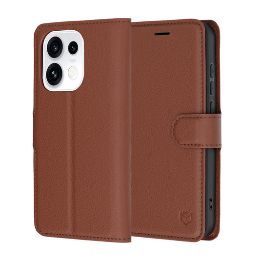 Puzdro na Oppo Reno16 Pro, Techsuit, kožené folio, hnedé