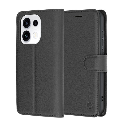 Puzdro pre Oppo Reno16 Pro, Techsuit, kožené folio, čierne