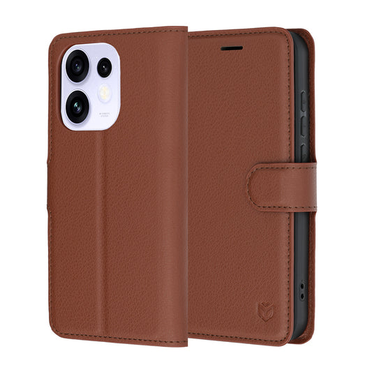 Puzdro pre Oppo Reno16 / Reno16 Pro, Techsuit, kožené folio, hnedé