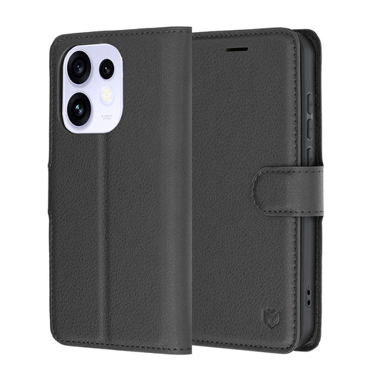 Puzdro pre Oppo Reno16 / Reno16 Pro, Techsuit, kožené folio, čierne
