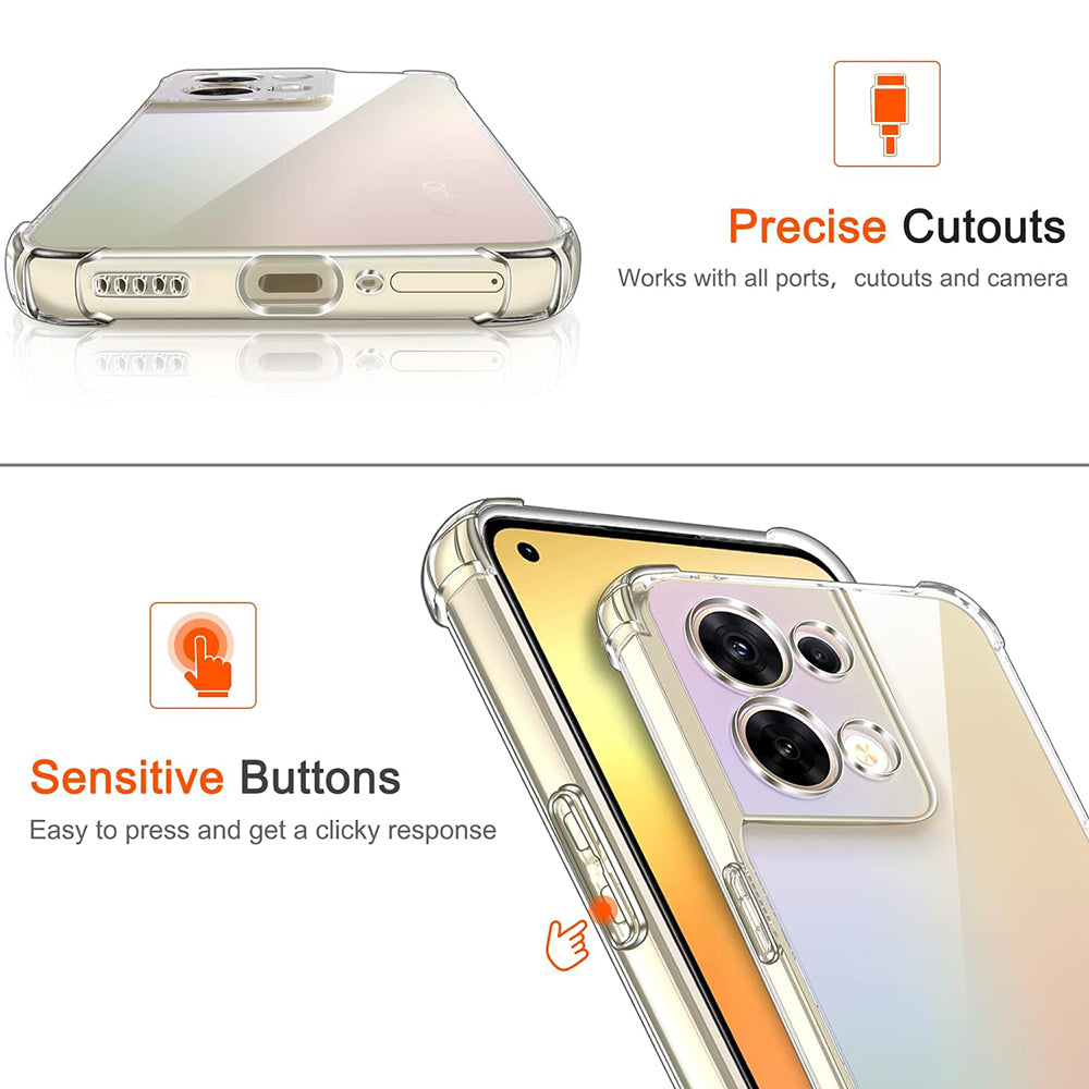 Obal na Oppo Reno8, Techsuit, nárazuvzdorný priehľadný, transparentný