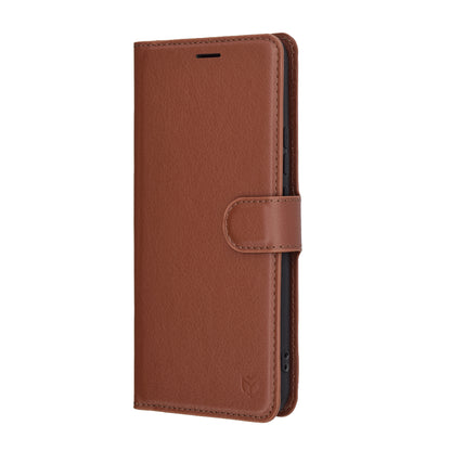Puzdro na Realme 14 Pro+, Techsuit, kožené folio, hnedé